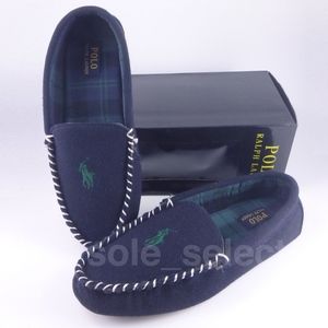 NWT Polo Ralph Lauren Moccasin Slippers Navy sz 11
